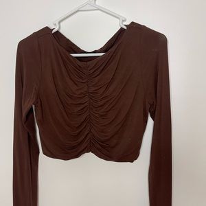 Brown long sleeve crop top from Naked Wardrobe!